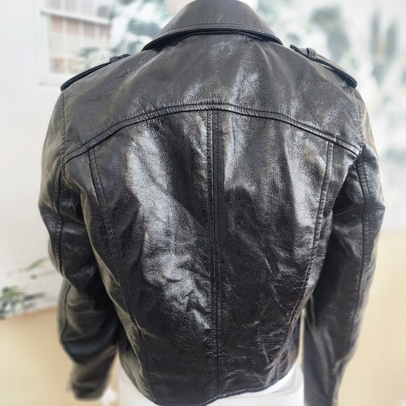 BLANK NYC Women's Patent Leather PUNK BIKER Jacket - Size Small - Picture 3 of 13